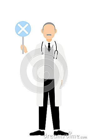 ç™½è¡£ã®ã‚·ãƒ‹ã‚¢ç”·æ€§åŒ»å¸«ãŒãƒãƒ„ã®æ£’ã‚’æŒã¤ãƒ»ç­”ãˆåˆã‚ã›ã®ãƒãƒ¼ã‚º Stock Photo